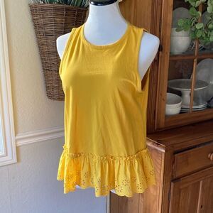 NWT J Crew Factory Gold Eyelet Hem Tank Top Size Medium